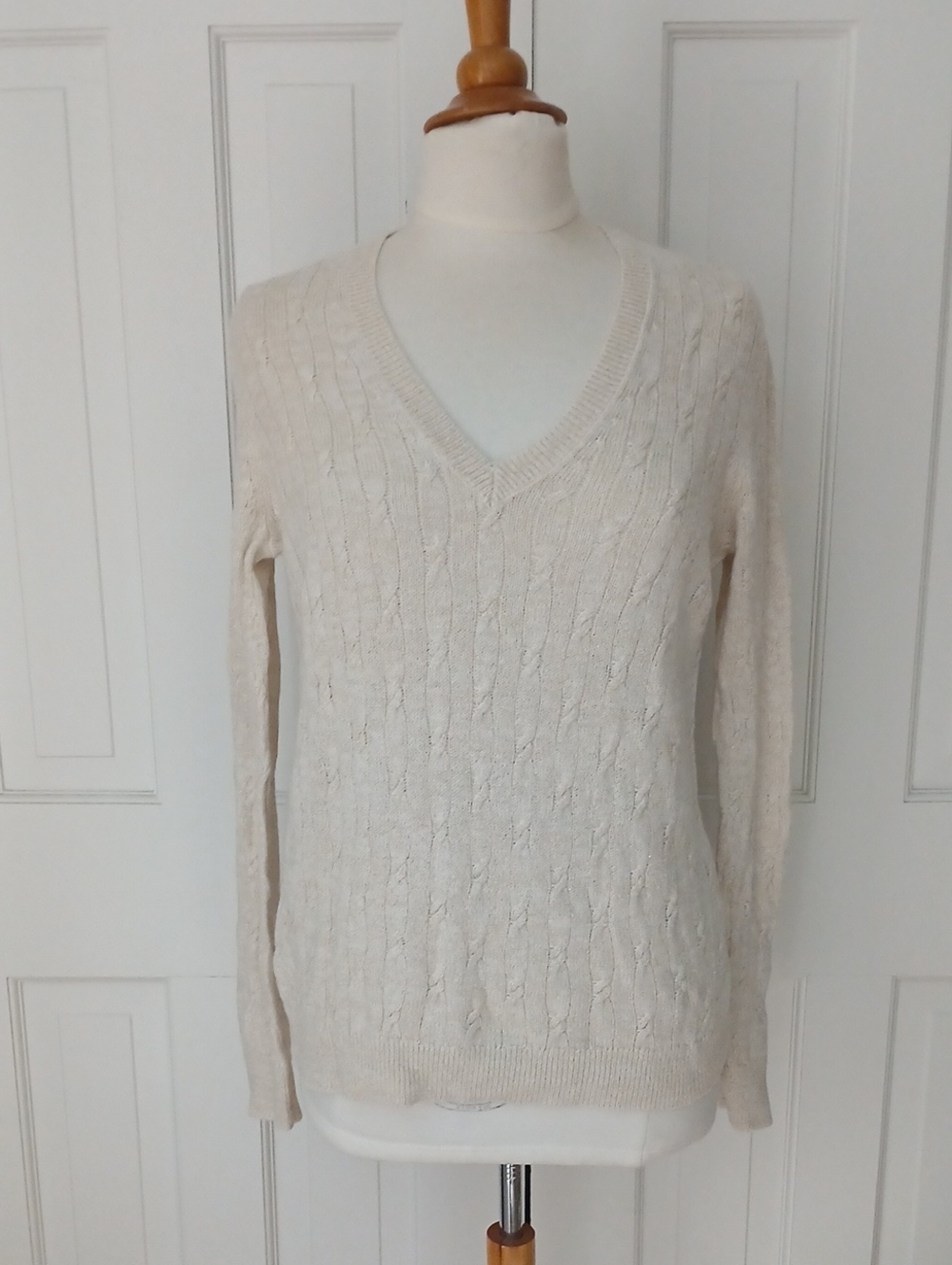 Ann Taylor LOFT Metallic Gold Cableknit Sweater
